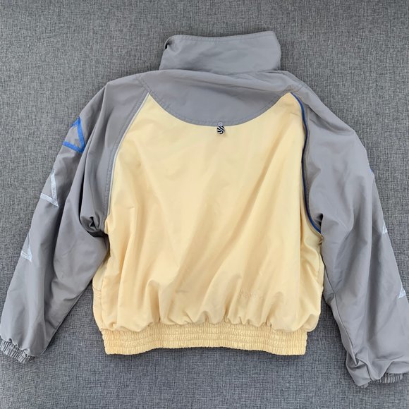 Boston Proper Women's Windbreaker Jacket size Small Vintage 80s Yellow Grey Zip - Picture 8 of 11